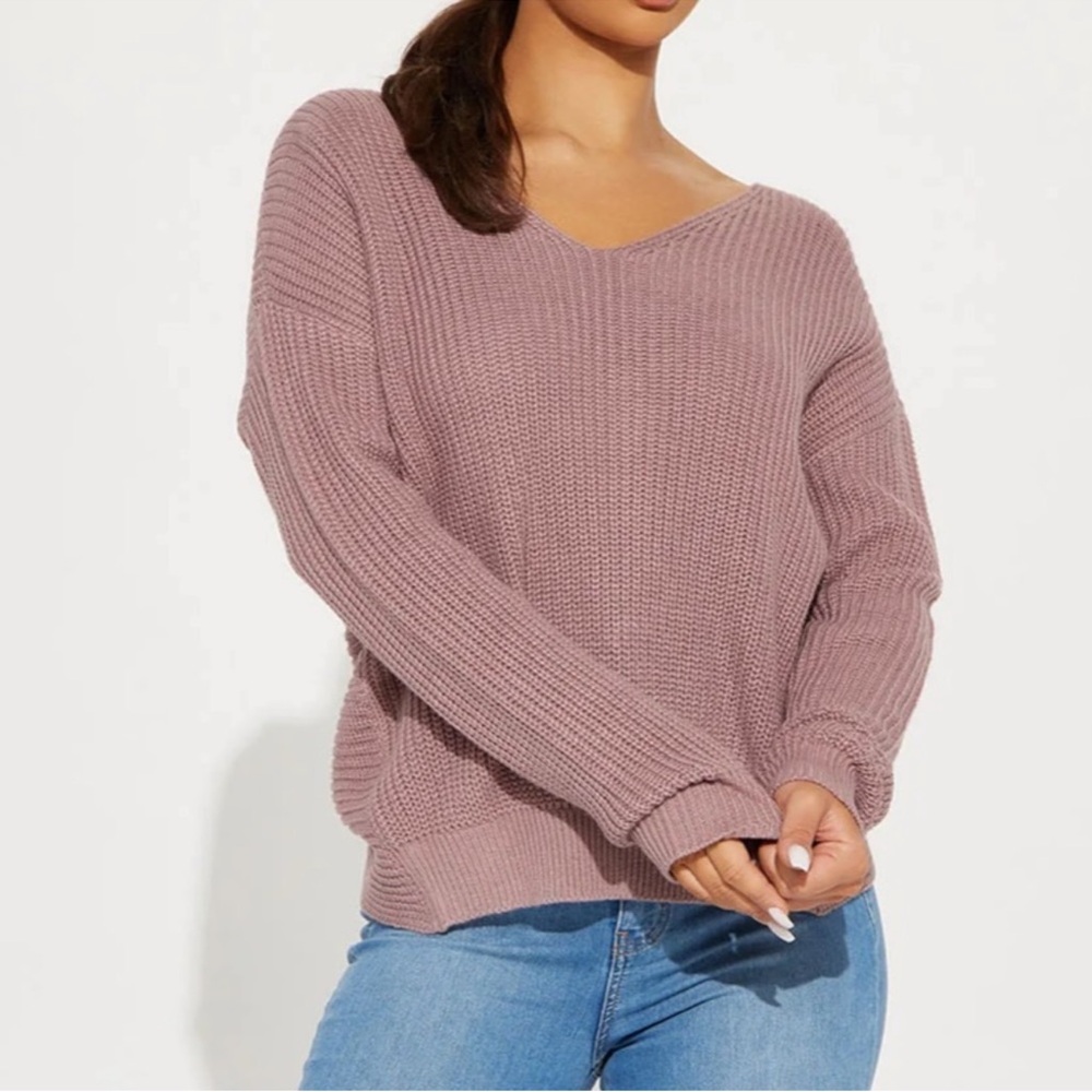 {FASHION NOVA} Mauve Pink Twist Knot Sweater